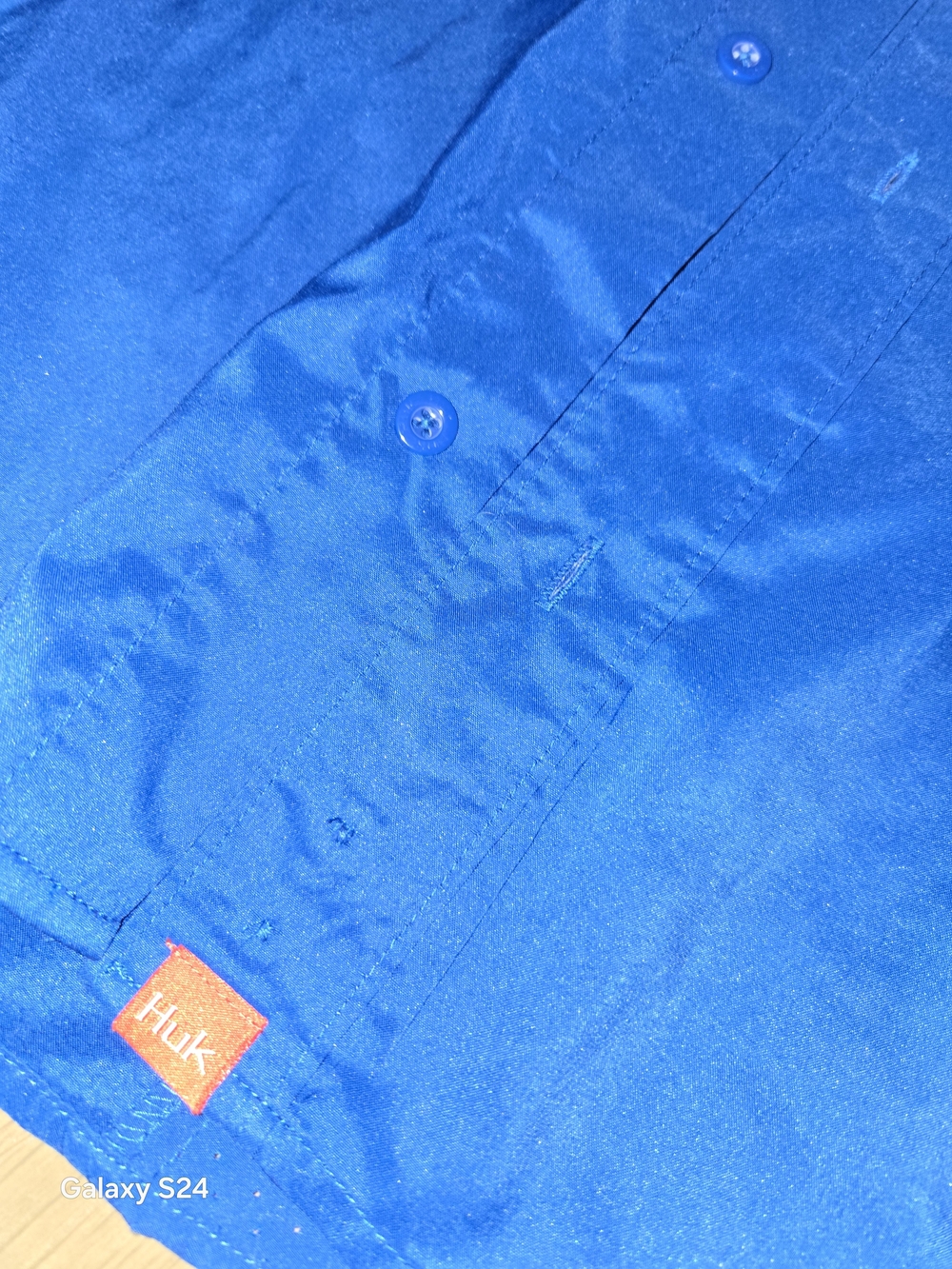 Huk Blue Fishing Button-Up Shirt Performance Fabrics Sz XL - Picture 2 of 4